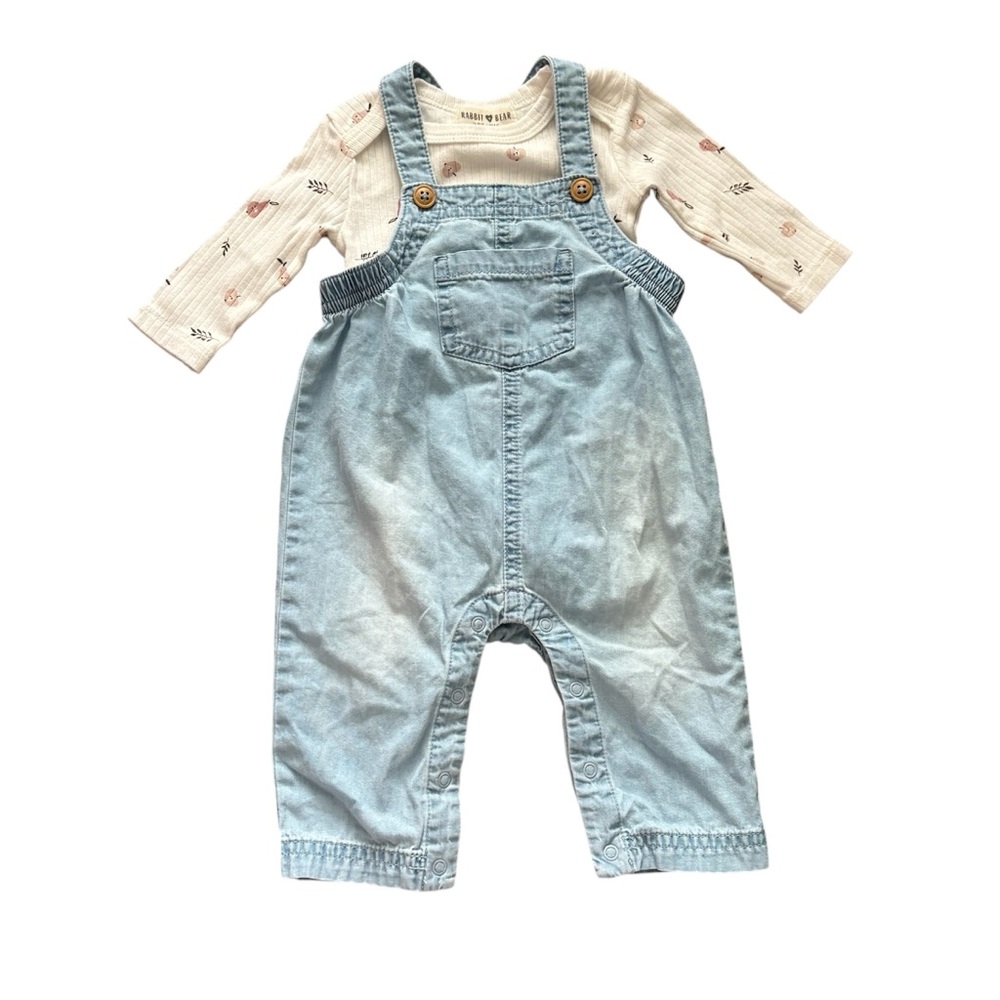 Rabbit Bear 0-3 months bodysuit + Cat and Jack overall Styled outfit